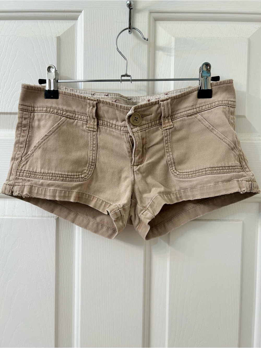 Vintage Hollister Y2K Tan Low-Rise Micro Shorts
